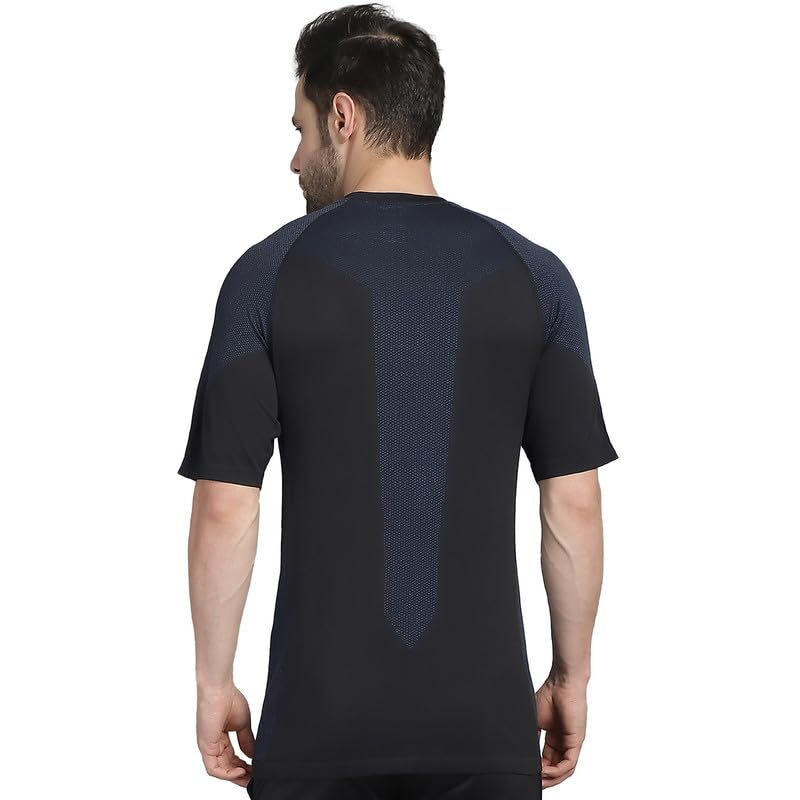 Mack Jonney Printed Round Neck Polyester Lycra Half Sleeves Gym Slim Fit Tshirt For Men-Dryfit_T_82000_01-Xl Charcoal