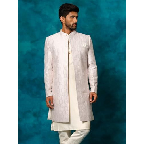 Vastramay Men's Purple Silk Blend Sherwani Only Top-B1_Vasmiw252Pu_40