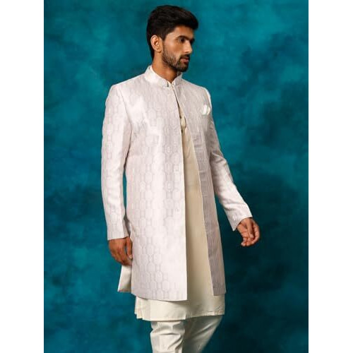 Vastramay Men's Purple Silk Blend Sherwani Only Top-B1_Vasmiw252Pu_40