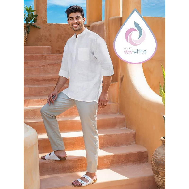 Kingdom Of White Vedic | Regular Fit I 100% Cotton Premium White Short Kurta For Men I Full Sleeve With Roll-Up Button And Madarin Collar | Summer Casual Shirt With Chest Pocket