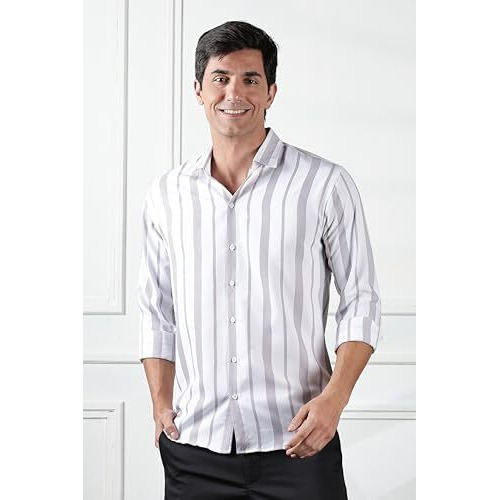 Men's Cotton Rich Formal Shirt  A Blend Of Style And Comfort (In, Alpha, Xl, Regular, Grey)