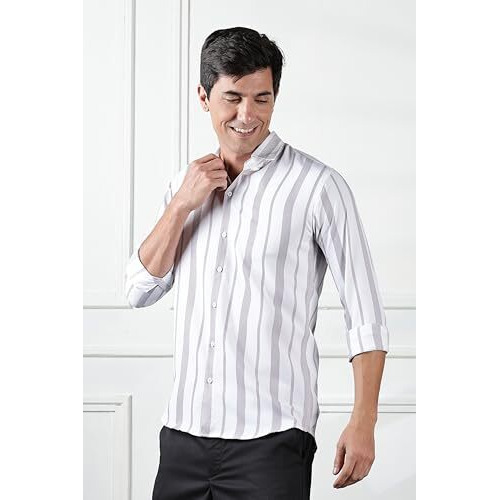 Men's Cotton Rich Formal Shirt  A Blend Of Style And Comfort (In, Alpha, Xl, Regular, Grey)