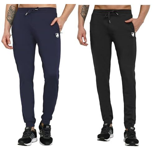 Rynogear Track Pants For Men With Zipper Pockets (Pack Of 2, Regular, Multicolor)