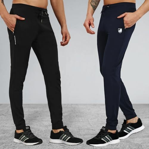 Rynogear Track Pants For Men With Zipper Pockets (Pack Of 2, Regular, Multicolor)