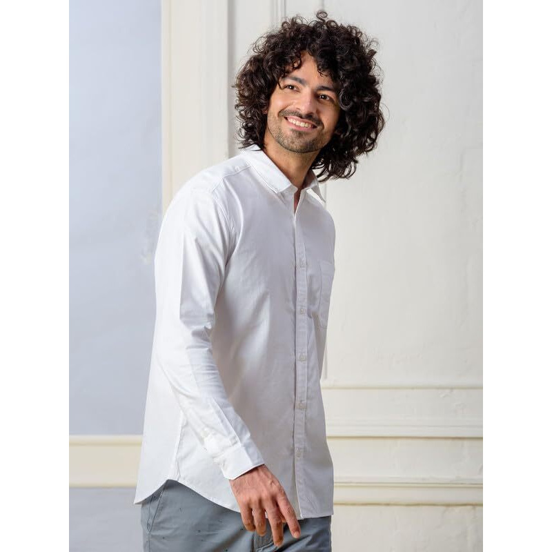Kingdom Of White Replay Full Sleeves White Shirt With Regular Collar Casual/Formal Shirt | 100% Cotton Fabric, Full Sleeve, Regular Collar Shirt For Men, Regular Fit