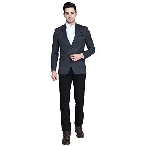 Tahvo Designer Men's Slim Fit Black Solid Blazer/Formal Blazer For Men Stylish/Coat For Wedding/Blazers For Men Stylish Wedding Trouser Shuit For Men (44, Grey 2)