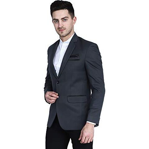 Tahvo Designer Men's Slim Fit Black Solid Blazer/Formal Blazer For Men Stylish/Coat For Wedding/Blazers For Men Stylish Wedding Trouser Shuit For Men (44, Grey 2)