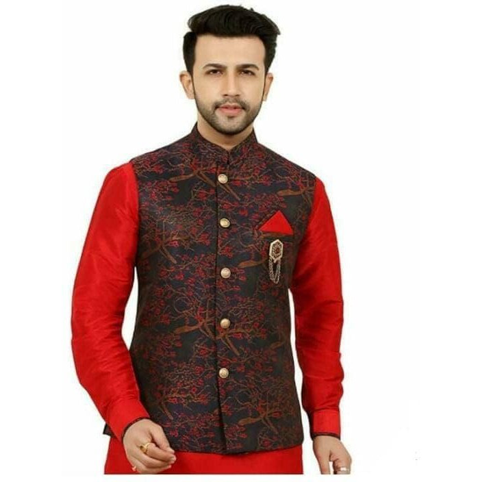 N.B.F Fashion Men's Turquoise Silk Blend Ethnic Jacket (L)