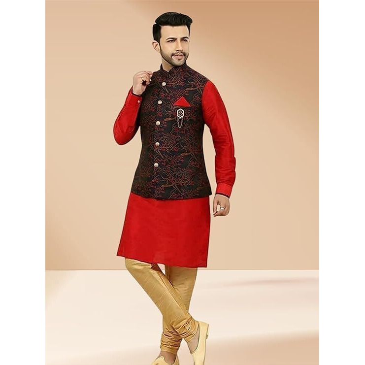 N.B.F Fashion Men's Turquoise Silk Blend Ethnic Jacket (L)