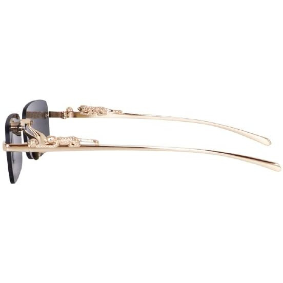Hairum Mc Stan Goggles Rimless Men And Womens Sunglasses Retro Vintage Gold Frame Rectangular Premium Designer Uv Protected Sunglasses For Men And Women, Medium