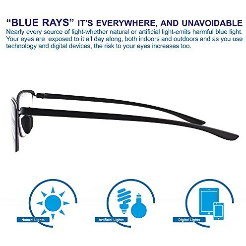 Augen Anti Glare Blue Cut Multi Focus Progressive Reading Glasses For Unisex Men Women Black 3 Powers In 1 (+1.50)