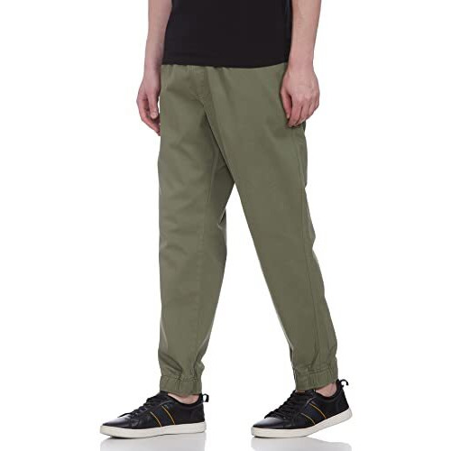 Amazon Brand - Symbol Men's Slim Stretch Jogger Pants Lt. Olive 32