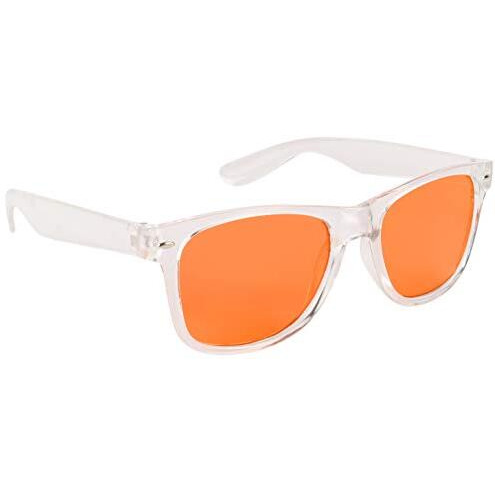 Nuvew Uv Protected Rectangular Unisex Sunglasses - (Orange Lens | Clear Frame | Medium Size | Nw-876-27)