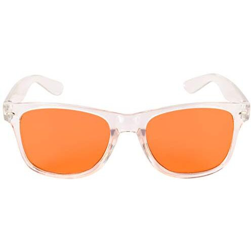 Nuvew Uv Protected Rectangular Unisex Sunglasses - (Orange Lens | Clear Frame | Medium Size | Nw-876-27)