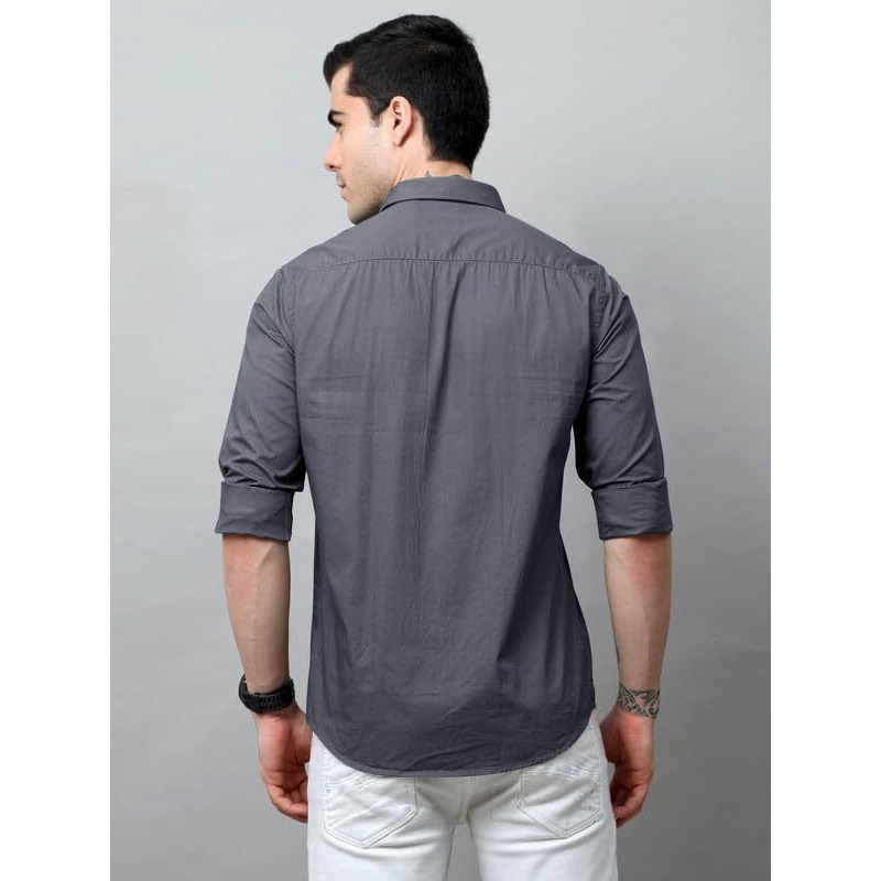 Tee Projekt Cotton Shirt For Men Ll Front Pocket Shirt Ll Stylish Long Sleeve Shirt Ll Soild Regular Fit (Pack Of 2) Grey-Maroon