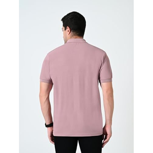 Owl Mink Poly Cotton Polo T-Shirt, Wrinkle-Free, Soft, Workout, Office Wear (In, Alpha, Xl, Regular, Peach)