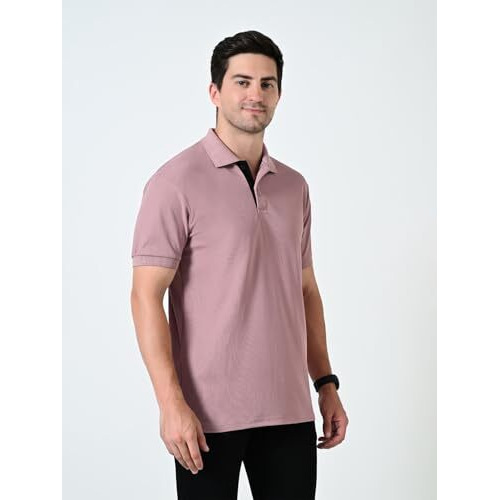 Owl Mink Poly Cotton Polo T-Shirt, Wrinkle-Free, Soft, Workout, Office Wear (In, Alpha, Xl, Regular, Peach)