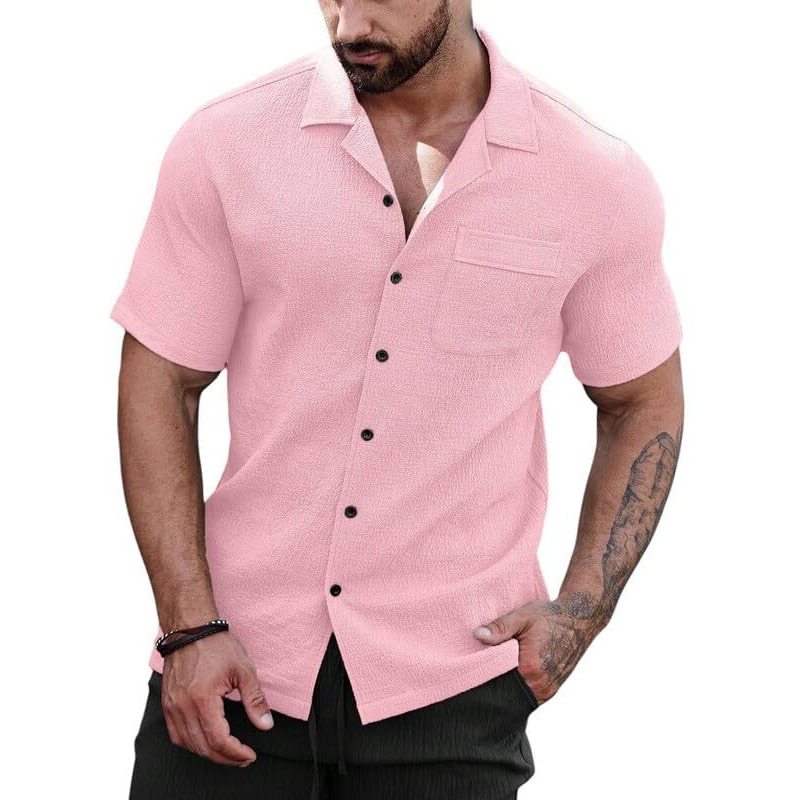 Miramichi Men's Regular Fit Half Sleeve Polycotton Casual Shirt  Solid Pattern, Stylish & Comfortable (M, Pink)