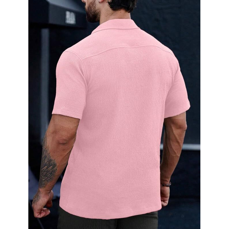 Miramichi Men's Regular Fit Half Sleeve Polycotton Casual Shirt  Solid Pattern, Stylish & Comfortable (M, Pink)