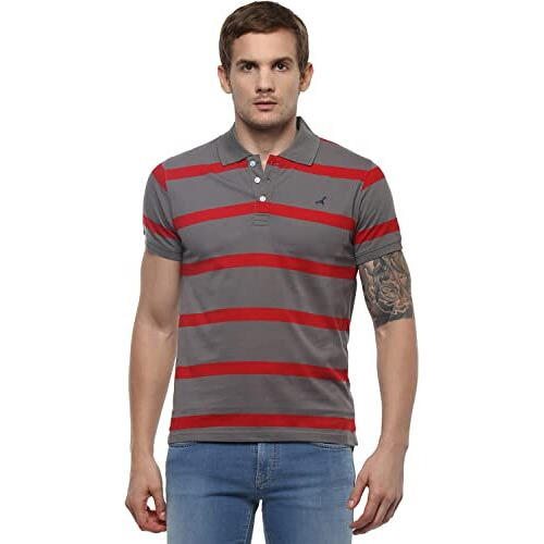 American Crew Men's Regular Fit T-Shirt (Ac1040-Xl_Grey & Red_X-Large)
