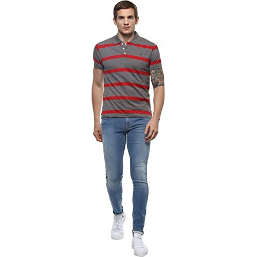 American Crew Men's Regular Fit T-Shirt (Ac1040-Xl_Grey & Red_X-Large)