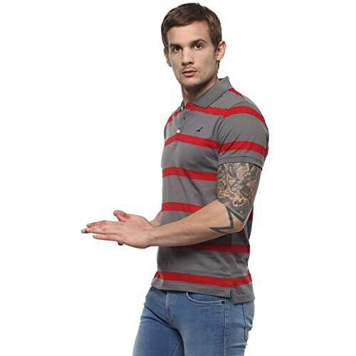 American Crew Men's Regular Fit T-Shirt (Ac1040-Xl_Grey & Red_X-Large)