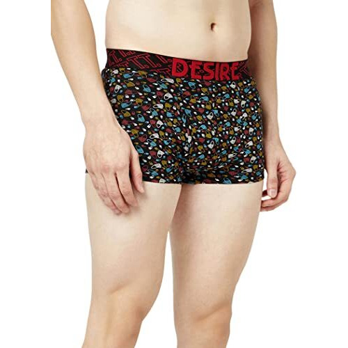 T.T. Mens Desire 100% Combed Cotton Printed Mini Top Elastic Trunk Pack Of 3 GreyNavyOrange