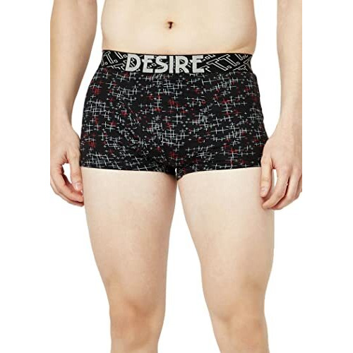 T.T. Mens Desire 100% Combed Cotton Printed Mini Top Elastic Trunk Pack Of 3 GreyNavyOrange