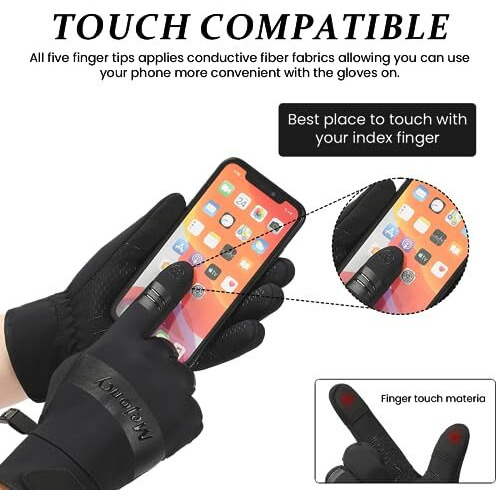 Palay Winter Gloves For Men Women, Warm Windproof Coldproof Touchscreen Nylon Riding Gloves, Bike Gloves For Walking Snowboarding Hiking Cycling Outdoor, Xl