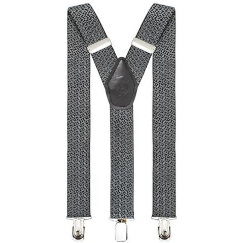 Peluche Metrices Black Coloured 3.5Cm Strap Width Elastic Suspenders For Men