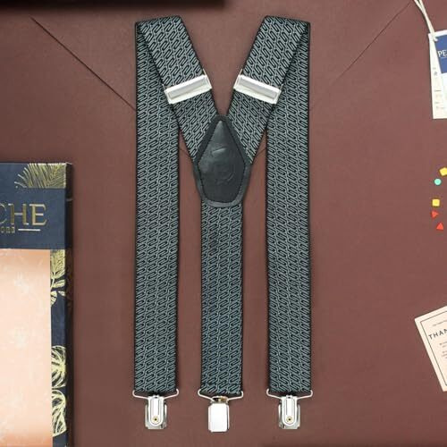 Peluche Metrices Black Coloured 3.5Cm Strap Width Elastic Suspenders For Men