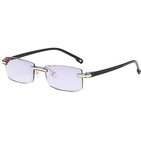 Augen Blue Block Rimless Reading Glasses Gold Clear Unisex Free Size Power (+2.50, Pack Of 1)