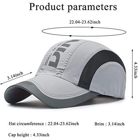 Serplex Polyester Sports Cap For Men And Women Breathable Classic Outdoor Games Baseball Hat For Fishing, Hiking With Adjustable Buckle Closure - Grey