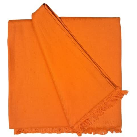Arvore Bunkaar Men's Dhariwal Plain Woolen Handloom Lohi/Shawl (48" X 102") (Orange)