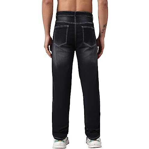Kotty Men's Cotton Lycra Blend Relaxed Fit Mid Rise Jeans Jade Black