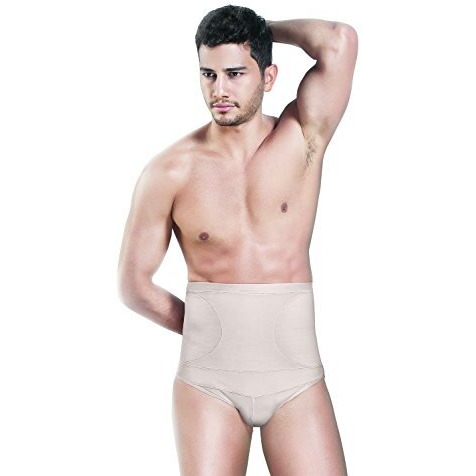 Dermawear Men Blended High Waist Abdomen Shapewear Brief V-Shaper (A-302_Cream_Xx-Large)