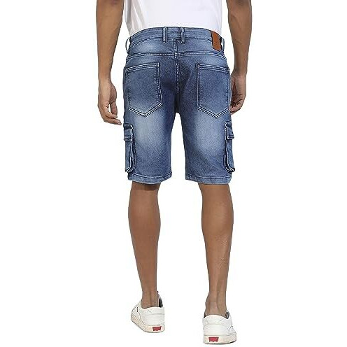 Campus Sutra Men's Boyfriend Shorts (Cbssm23Jn_Short61_M_Pln_Bu_Blue