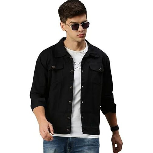 Vogati Men's Denim Jacket Kjt204Vog-L_Black_L
