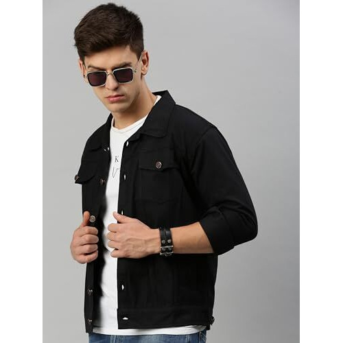 Vogati Men's Denim Jacket Kjt204Vog-L_Black_L