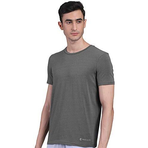 Freecultr Men's Bamboo Undershirt Anti Microbial Anti Odor Breath Tech Super Soft & Comfort Fit Lounge Wear And Sleep Wear T-Shirt - Size Xl Pack Of 1-Charcoal