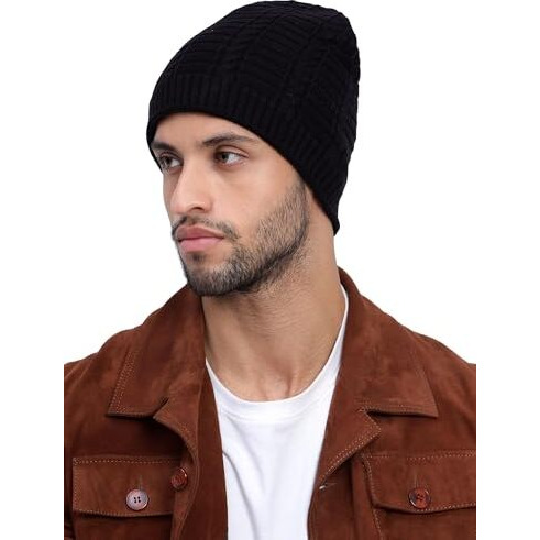 Freecultr Acrylic Unisex Short Beanie & Premium Short Beanie Black, Free Size