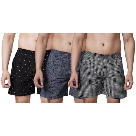 Lurise Men's Cotton Printed Regular Fit Innerwear Boxer Shorts | Comfortable Soft Innerwear Boxer For Daily Use(Pack Of 3)(B.Mit-Cerry-Zikzak, Xl)