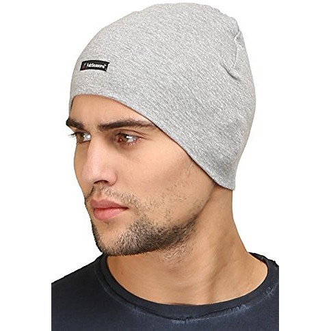 Fabseasons Men Cotton Skull Cap,Ideal For All Summer & Winters. Can Be Used Under Helmet. Combo Pack Of 2 (Gray,Darkgray)