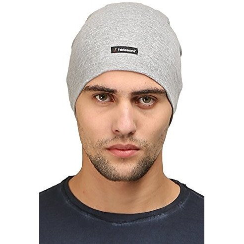 Fabseasons Men Cotton Skull Cap,Ideal For All Summer & Winters. Can Be Used Under Helmet. Combo Pack Of 2 (Gray,Darkgray)