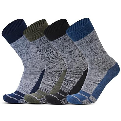 Rc. Royal Class Thick Heavy Duty Thermal Socks For Men Cushioned Thick Warm Winter Woolen Socks, Calf Length Hi-Performance Socks, Pack Of 4 Pairs, Free Size, Multicolored