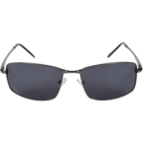 Aislin Polarized Rectangular/Wrap-Around Sunglasses For Men And Women (Black Lenses | Gun Frame | Medium | As K006)