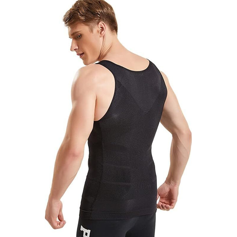 Probuy MenS Slimming Body Shaper Vest Shirt | Abs Abdomen Slim Stretchable Tummy Tucker Vest For Men Tummy Control Shapewear Undershirt Gym Workout Tank Top (Size Xl) (Black)