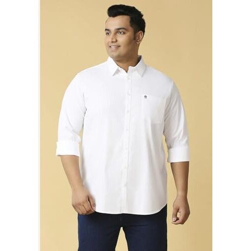 Thomas Scott Mens | Full Sleeve | Solid Plain Color | Regular Fit | Plus Size | 100% Cotton | Mandarin Collar | Casual | Shirt (White_6Xl)