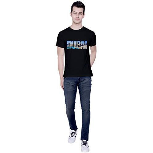 Creativit Graphic Printed T-Shirt For Unisex Dubai Tshirt | Casual Half Sleeve Round Neck T-Shirt | 100% Cotton | D00741-4_Black_Large