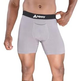 Onskin Men's Modal Long Trunks With Front Opening | Ultra-Soft Waistband, Moisture-Wicking, Breathable Men's Underwear | All-Day Comfort & Support Boxer Briefs | Pack Of 2 - Grey & Burgundy,M